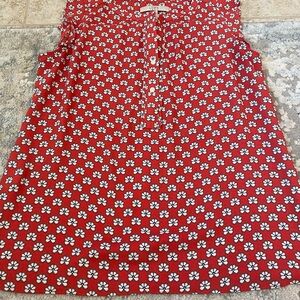 LOFT Red Floral Blouse